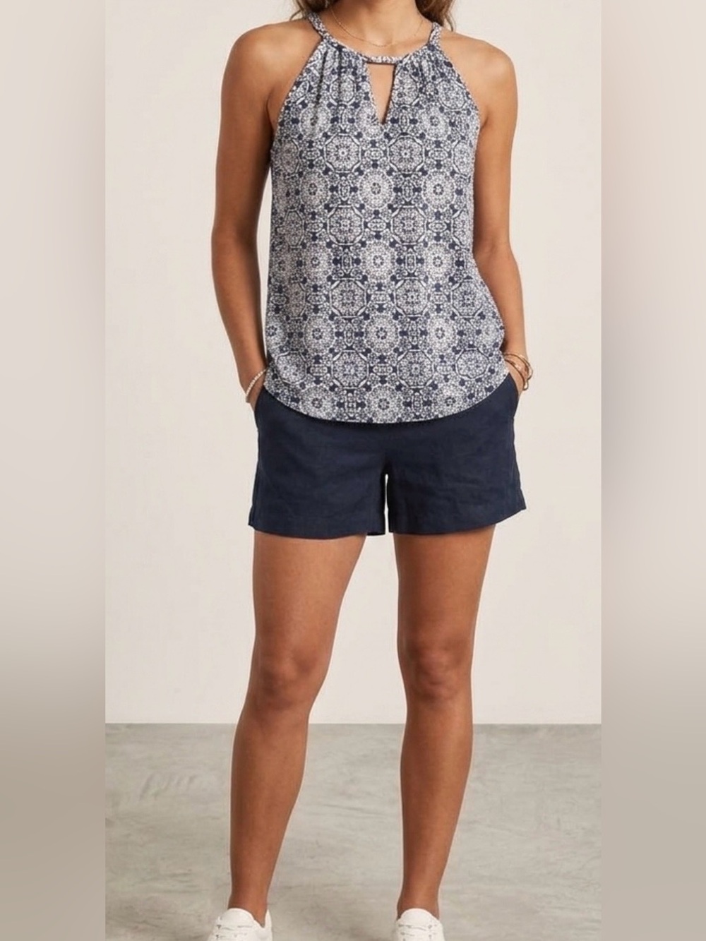 Papermoon Blue Keyhole Knit Top